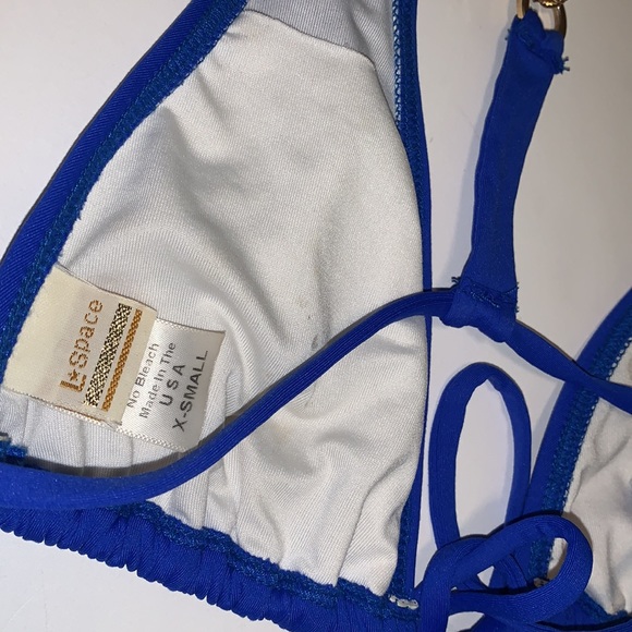 L*SPACE Blue Bikini Set with Gold Chain Straps - Women’s Size XS - Picture 11 of 12